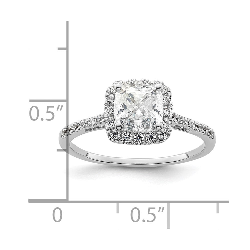 14k White Gold Halo (Holds 1.25 carat (6.00mm) Cushion Center) 1/4 carat Diamond Semi-mount Engagement Ring