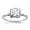 14k White Gold Halo (Holds 1.25 carat (6.00mm) Cushion Center) 1/4 carat Diamond Semi-mount Engagement Ring