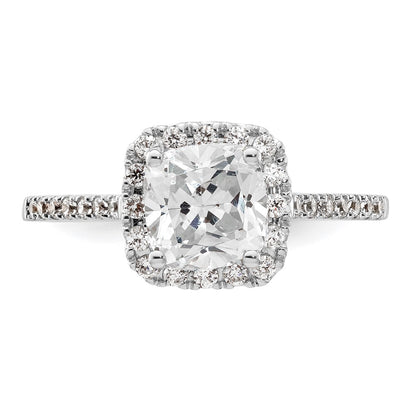 14k Two-tone Halo (Holds 1.5 carat (6.5mm) Cushion Center) 1/4 carat Diamond Semi-mount Engagement Ring