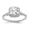14k Two-tone Halo (Holds 1.5 carat (6.5mm) Cushion Center) 1/4 carat Diamond Semi-mount Engagement Ring