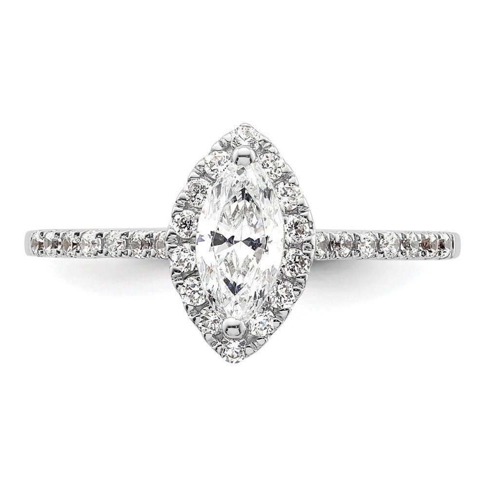 14k Two-tone Halo (Holds 1/3 carat (7.0x3.5mm) Marquise Center) 1/4 carat Diamond Semi-mount Engagement Ring