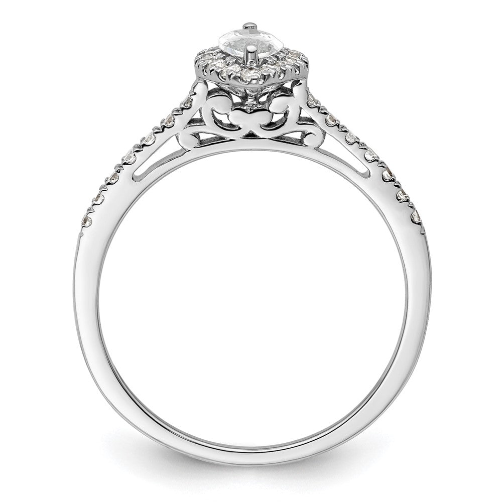 14k White Gold Halo (Holds 1/2 carat (8x4mm) Marquise Center) 1/4 carat Diamond Semi-mount Engagement Ring