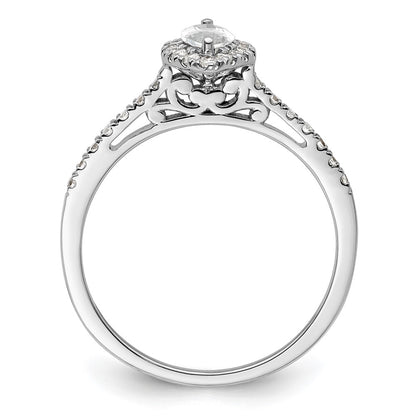14k White Gold Halo (Holds 1/2 carat (8x4mm) Marquise Center) 1/4 carat Diamond Semi-mount Engagement Ring
