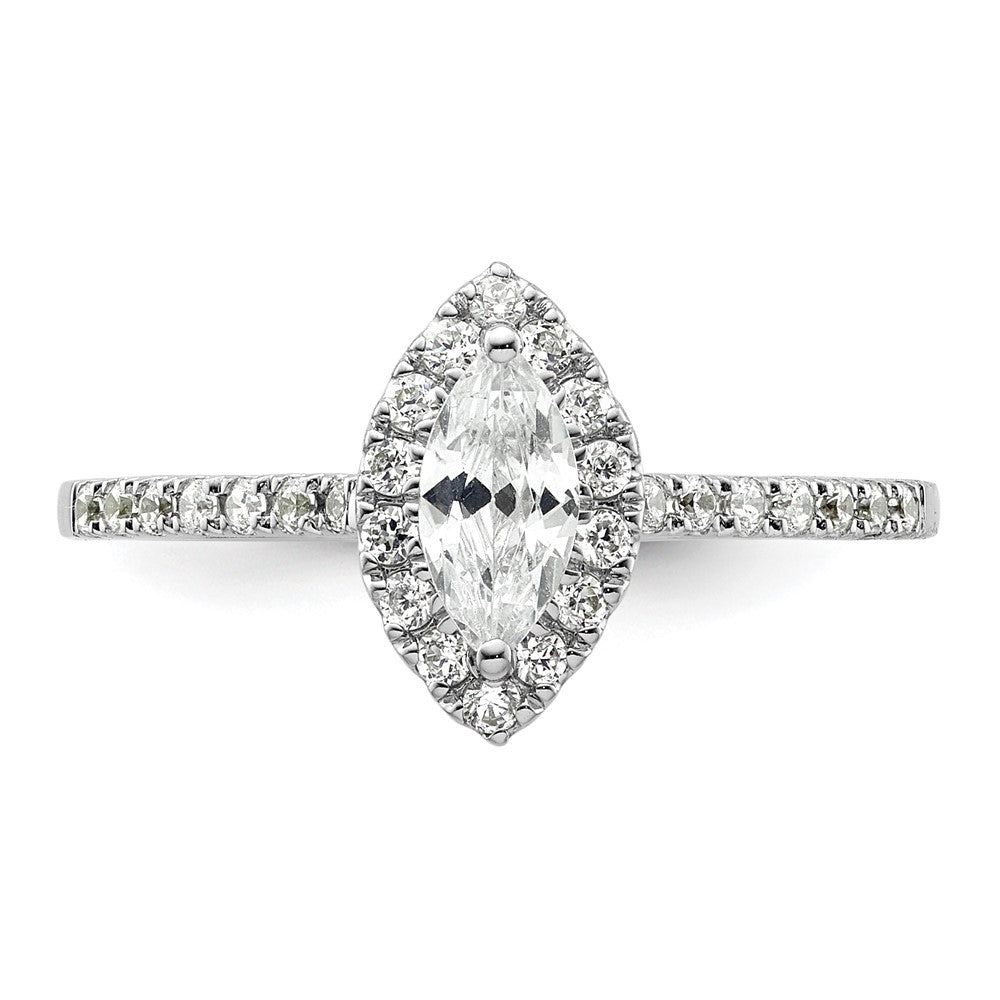 14k White Gold Halo (Holds 1/2 carat (8x4mm) Marquise Center) 1/4 carat Diamond Semi-mount Engagement Ring