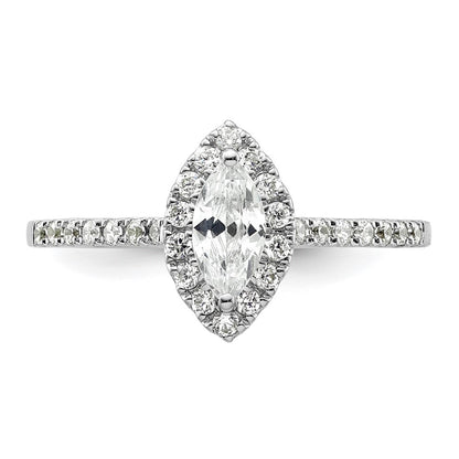 14k White Gold Halo (Holds 1/2 carat (8x4mm) Marquise Center) 1/4 carat Diamond Semi-mount Engagement Ring