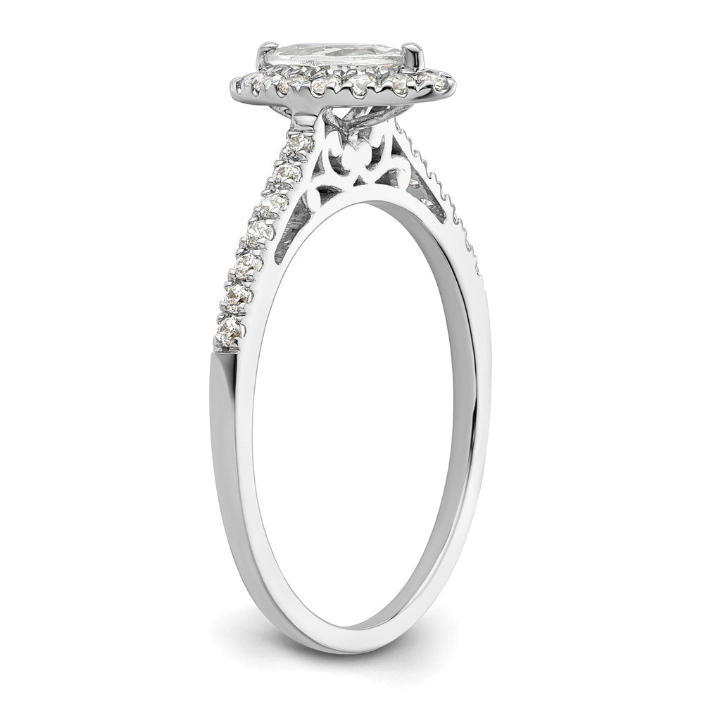 14k White Gold Halo (Holds 1/2 carat (8x4mm) Marquise Center) 1/4 carat Diamond Semi-mount Engagement Ring
