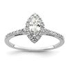14k White Gold Halo (Holds 1/2 carat (8x4mm) Marquise Center) 1/4 carat Diamond Semi-mount Engagement Ring