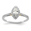 14k Two-tone Halo (Holds 1/2 carat (8x4mm) Marquise Center) 1/4 carat Diamond Semi-mount Engagement Ring