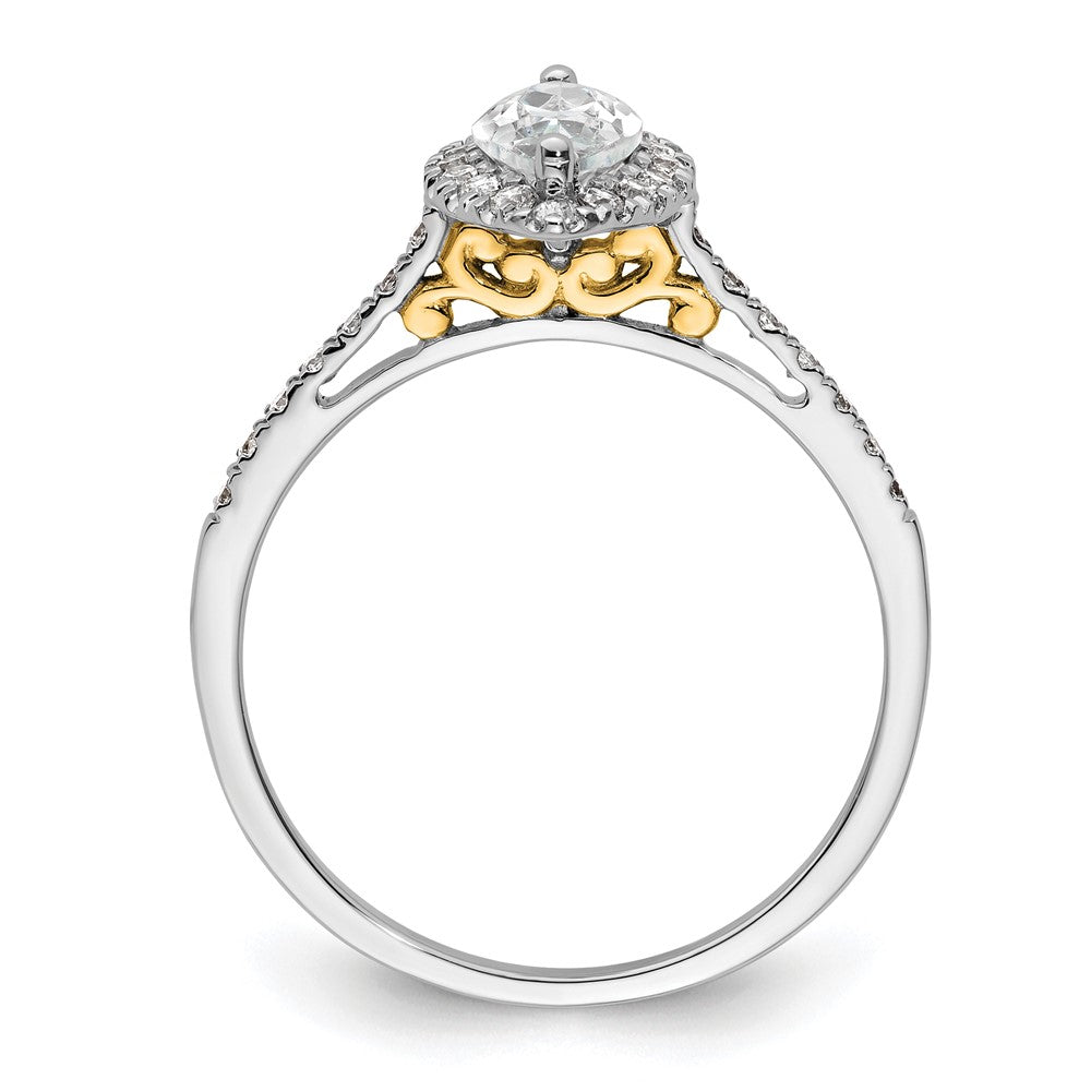 14k Two-tone Halo (Holds 3/4 carat (9.0x4.5mm) Marquise Center) 1/3 carat Diamond Semi-mount Engagement Ring