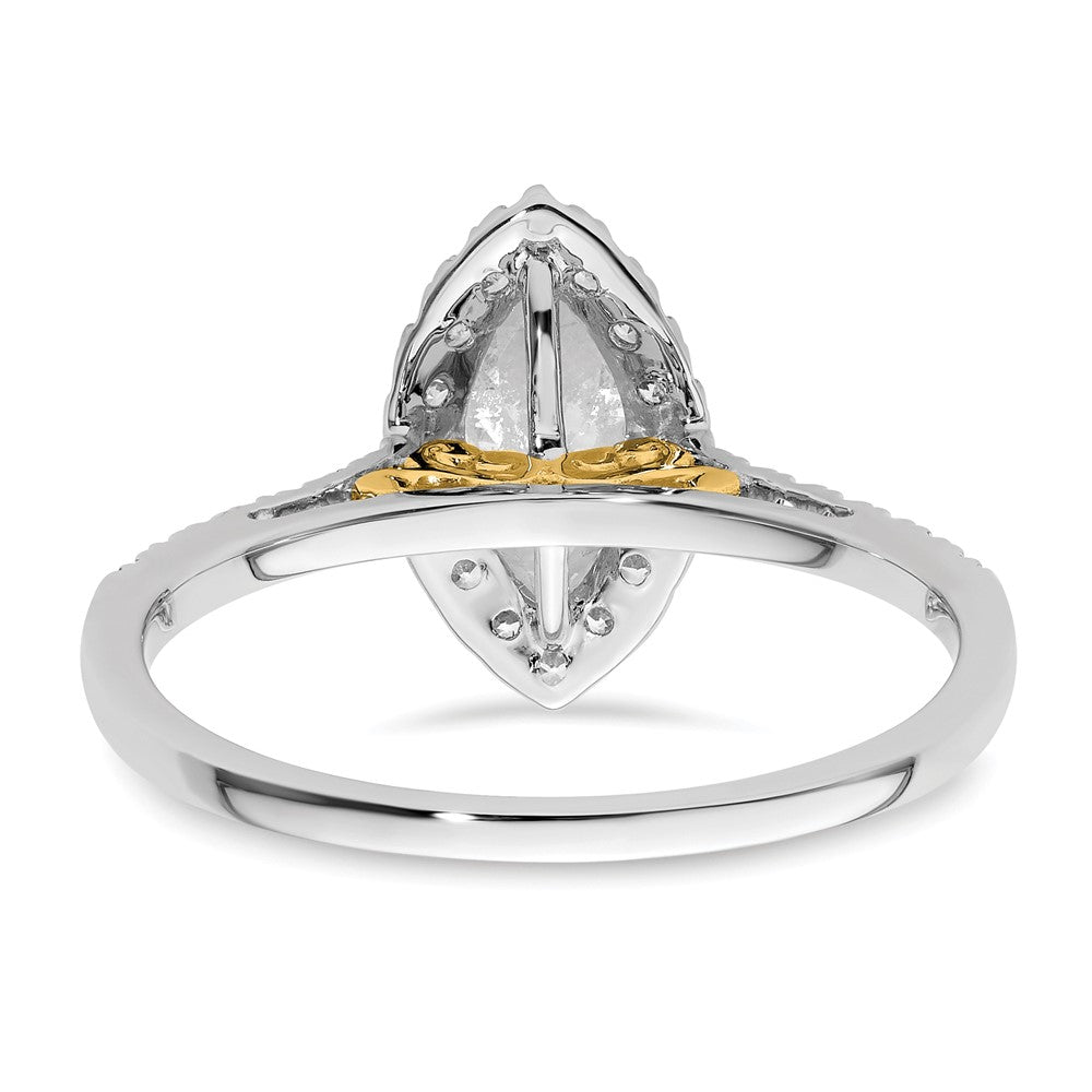 14k Two-tone Halo (Holds 3/4 carat (9.0x4.5mm) Marquise Center) 1/3 carat Diamond Semi-mount Engagement Ring