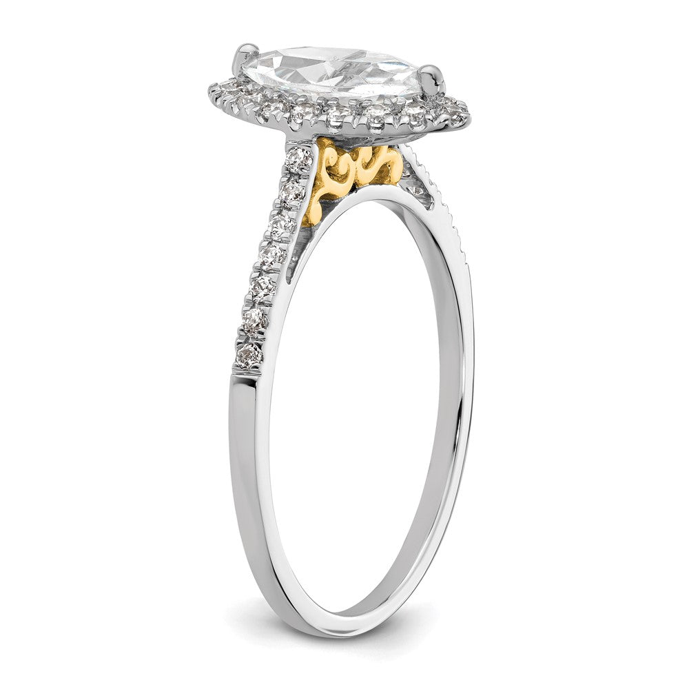 14k Two-tone Halo (Holds 3/4 carat (9.0x4.5mm) Marquise Center) 1/3 carat Diamond Semi-mount Engagement Ring