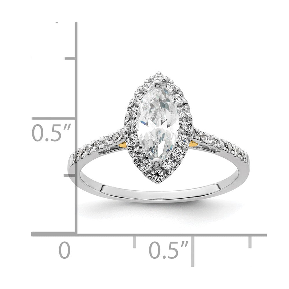 14k Two-tone Halo (Holds 3/4 carat (9.0x4.5mm) Marquise Center) 1/3 carat Diamond Semi-mount Engagement Ring