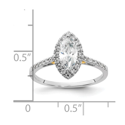14k Two-tone Halo (Holds 3/4 carat (9.0x4.5mm) Marquise Center) 1/3 carat Diamond Semi-mount Engagement Ring