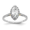 14k Two-tone Halo (Holds 3/4 carat (9.0x4.5mm) Marquise Center) 1/3 carat Diamond Semi-mount Engagement Ring