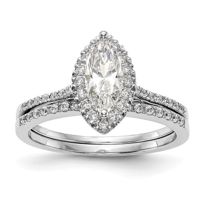 14k White Gold Halo (Holds 1 carat (10x5mm) Marquise Center) 1/4 carat Diamond Semi-mount Engagement Ring