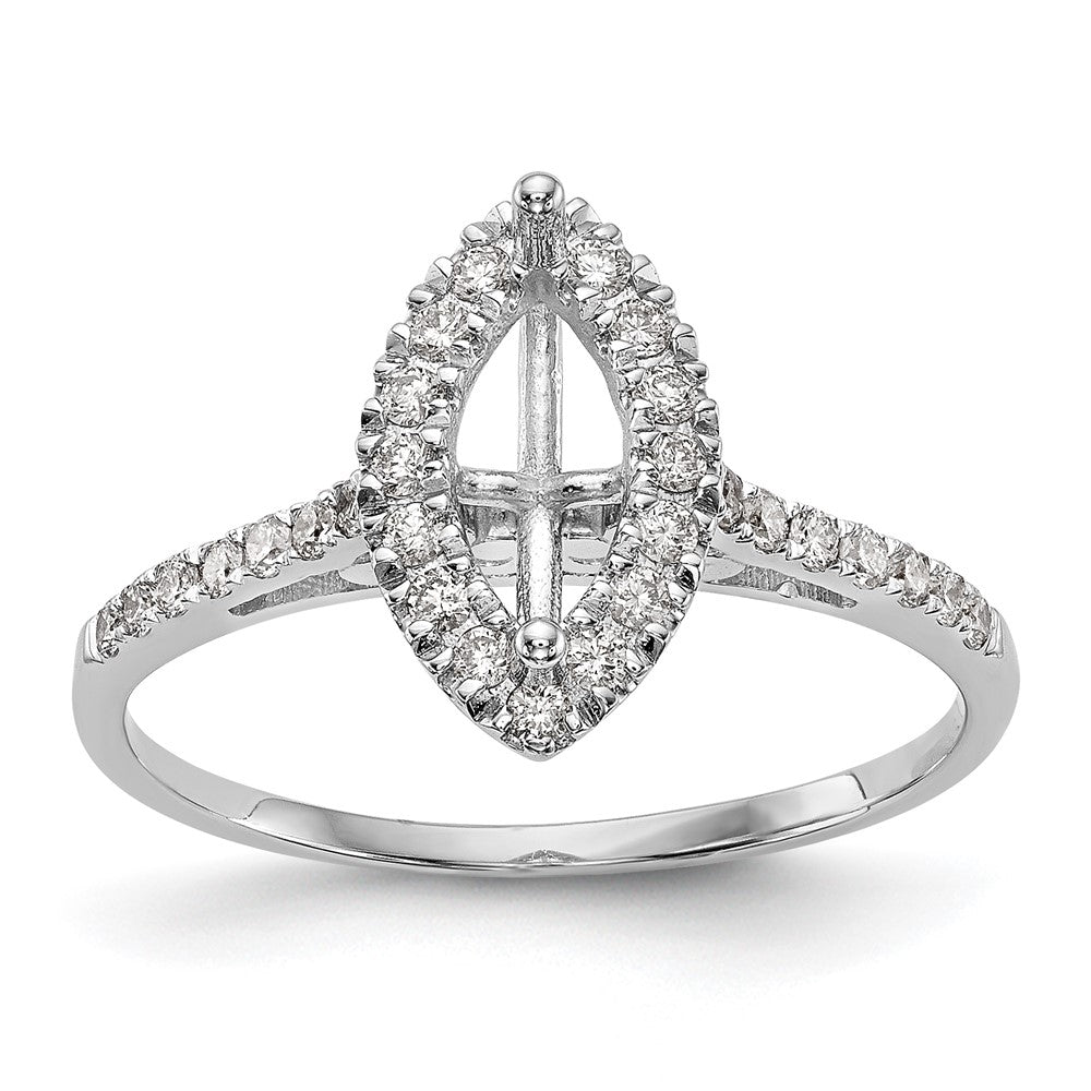 14k White Gold Halo (Holds 1 carat (10x5mm) Marquise Center) 1/4 carat Diamond Semi-mount Engagement Ring