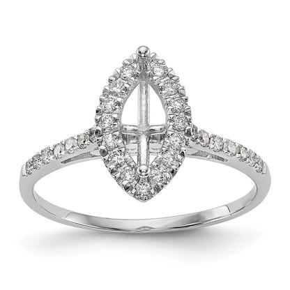14k White Gold Halo (Holds 1 carat (10x5mm) Marquise Center) 1/4 carat Diamond Semi-mount Engagement Ring