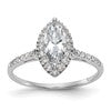 14k White Gold Halo (Holds 1 carat (10x5mm) Marquise Center) 1/4 carat Diamond Semi-mount Engagement Ring