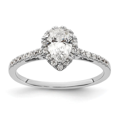 14k White Gold Halo (Holds 3/4 carat (7x5mm) Pear Center) 1/4 carat Diamond Semi-mount Engagement Ring