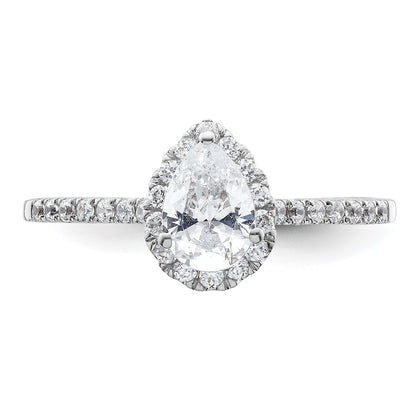 14k White Gold Halo (Holds 3/4 carat (7x5mm) Pear Center) 1/4 carat Diamond Semi-mount Engagement Ring