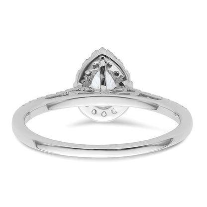 14k White Gold Halo (Holds 3/4 carat (7x5mm) Pear Center) 1/4 carat Diamond Semi-mount Engagement Ring