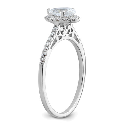 14k White Gold Halo (Holds 3/4 carat (7x5mm) Pear Center) 1/4 carat Diamond Semi-mount Engagement Ring
