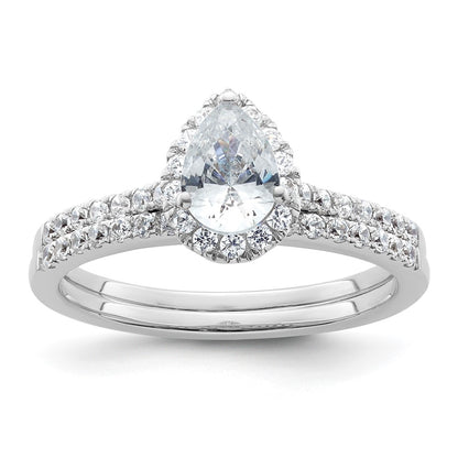 14k White Gold Halo (Holds 3/4 carat (7x5mm) Pear Center) 1/4 carat Diamond Semi-mount Engagement Ring