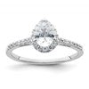 14k White Gold Halo (Holds 3/4 carat (7x5mm) Pear Center) 1/4 carat Diamond Semi-mount Engagement Ring
