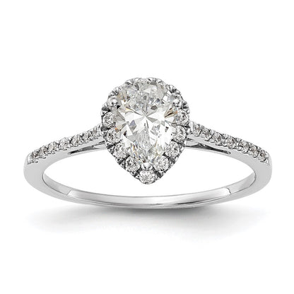 14k White Gold Halo (Holds 1.5 carat (9x6mm) Pear Center) 1/4 carat Diamond Semi-mount Engagement Ring