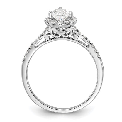 14k White Gold Halo (Holds 1 carat (8x5mm) Pear Center) 1/3 carat Diamond Semi-mount Engagement Ring