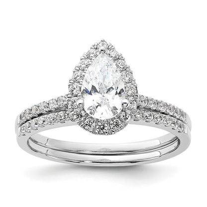 14k White Gold Halo (Holds 1 carat (8x5mm) Pear Center) 1/3 carat Diamond Semi-mount Engagement Ring