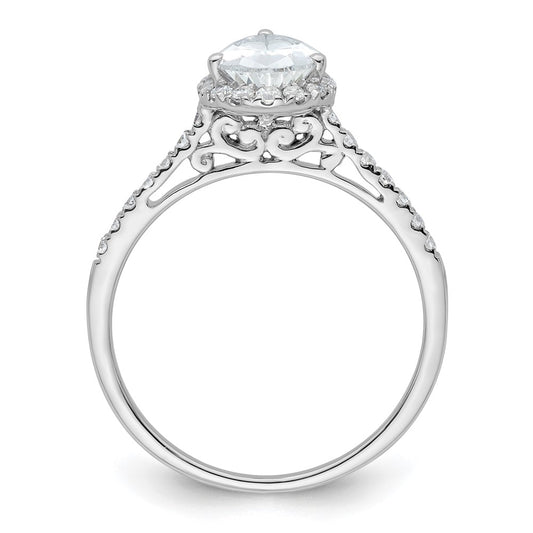 14k White Gold Halo (Holds 1.5 carat (9x6mm) Pear Center) 1/4 carat Diamond Semi-mount Engagement Ring