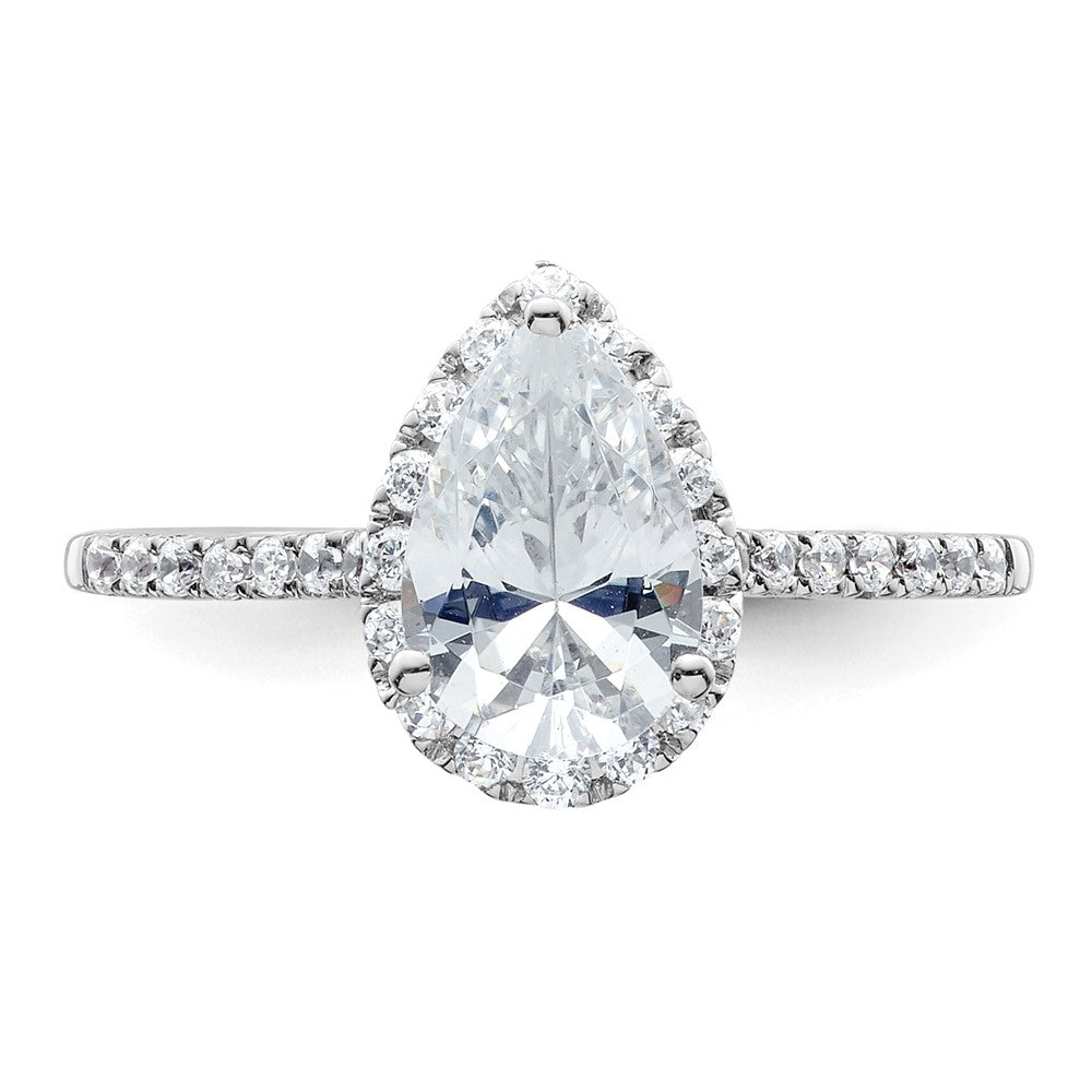 14k White Gold Halo (Holds 1.5 carat (9x6mm) Pear Center) 1/4 carat Diamond Semi-mount Engagement Ring