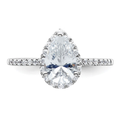 14k White Gold Halo (Holds 1.5 carat (9x6mm) Pear Center) 1/4 carat Diamond Semi-mount Engagement Ring