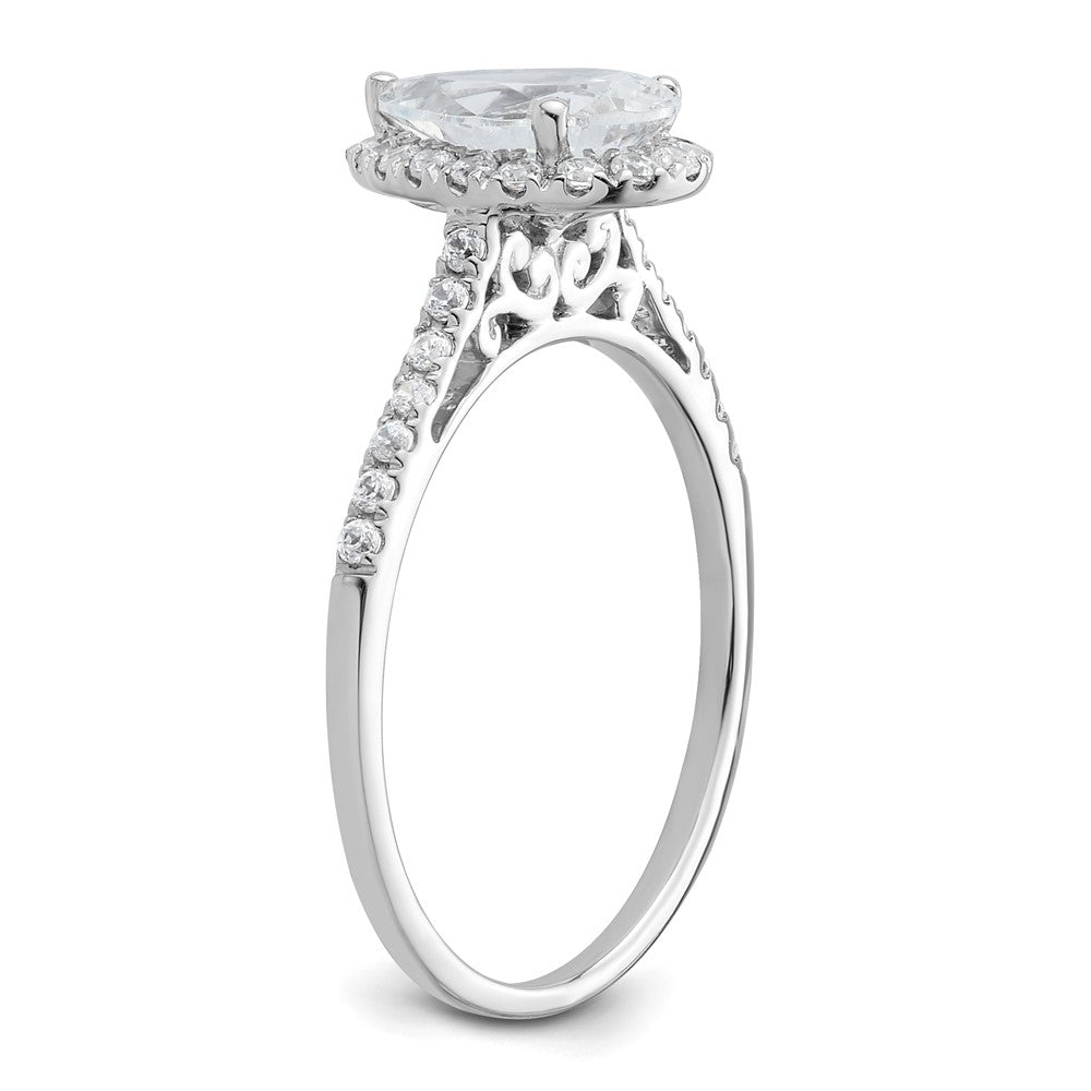 14k White Gold Halo (Holds 1.5 carat (9x6mm) Pear Center) 1/4 carat Diamond Semi-mount Engagement Ring