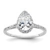 14k White Gold Halo (Holds 1.5 carat (9x6mm) Pear Center) 1/4 carat Diamond Semi-mount Engagement Ring