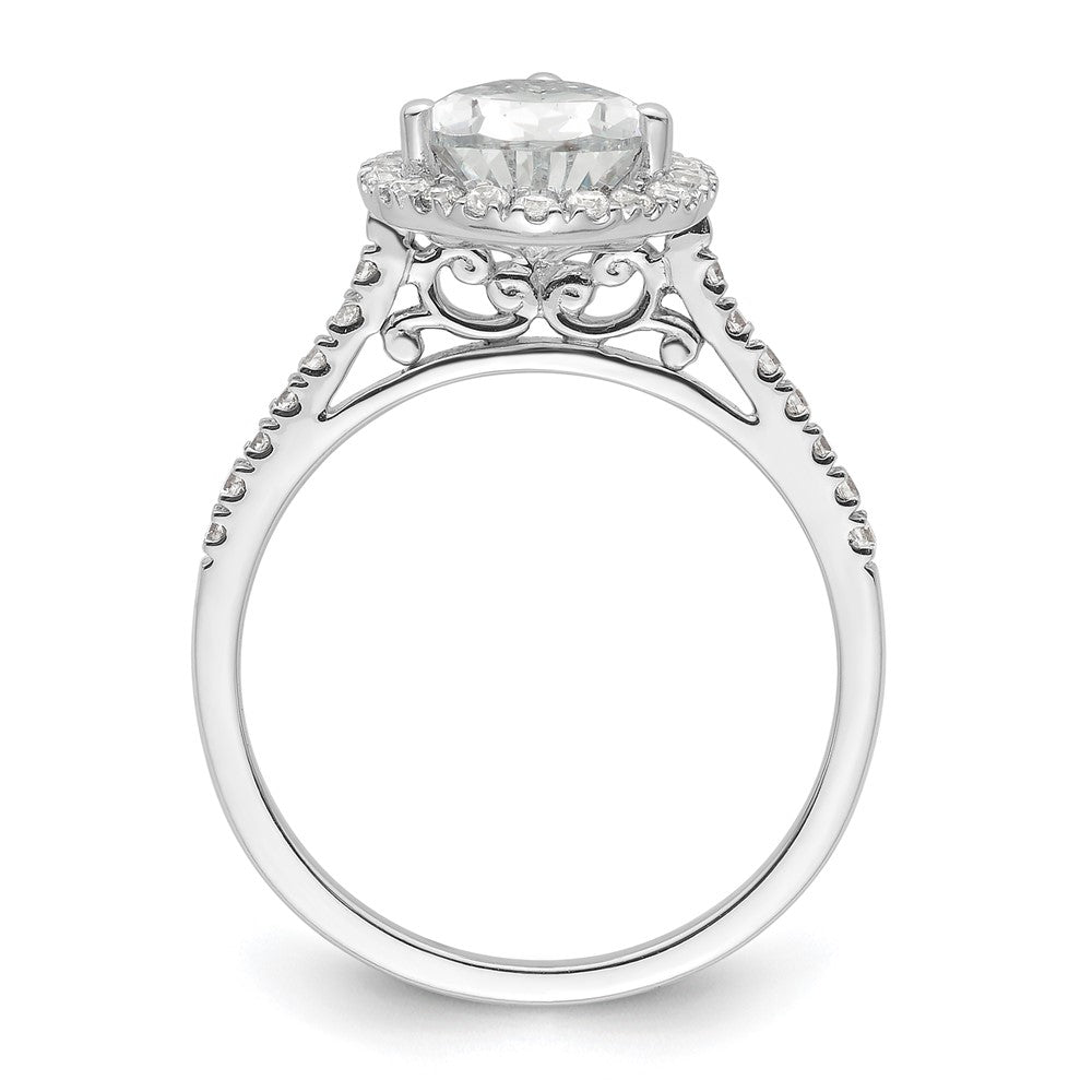 14k White Gold Halo (Holds 2 carat (10x7mm) Pear Center) 1/3 carat Diamond Semi-mount Engagement Ring
