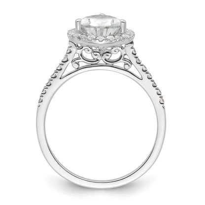 14k White Gold Halo (Holds 2 carat (10x7mm) Pear Center) 1/3 carat Diamond Semi-mount Engagement Ring