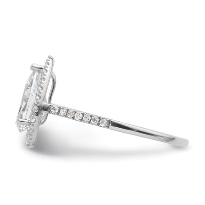 14k White Gold Halo (Holds 2 carat (10x7mm) Pear Center) 1/3 carat Diamond Semi-mount Engagement Ring