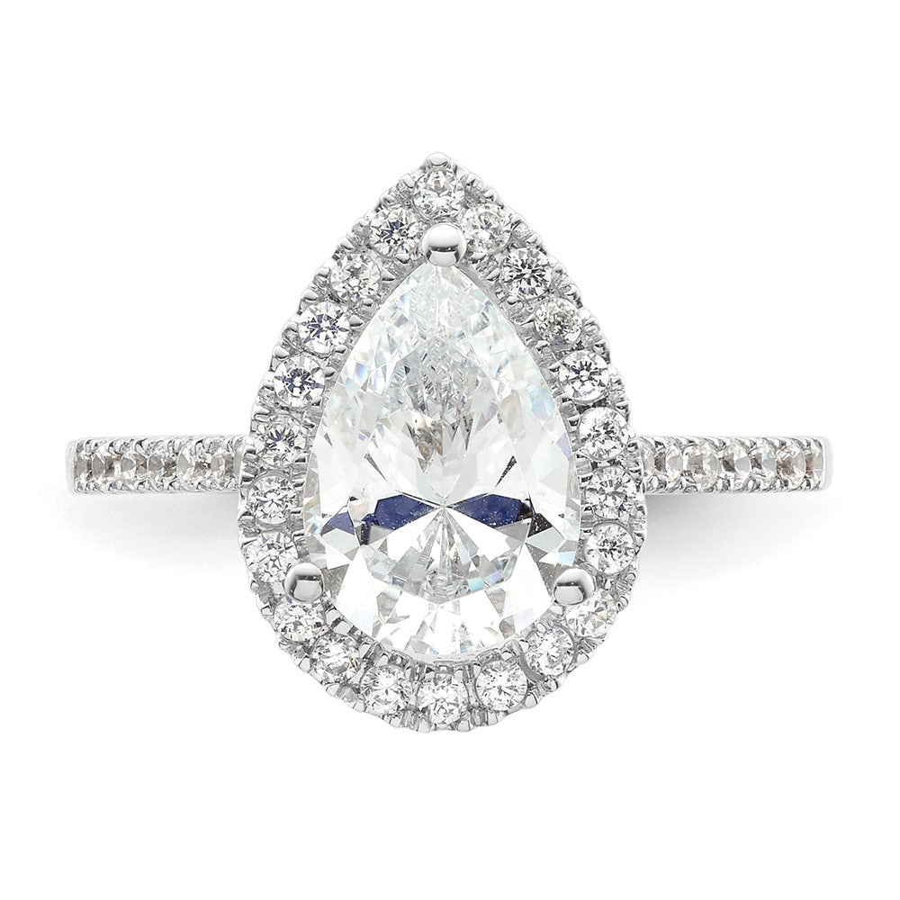 14k White Gold Halo (Holds 2 carat (10x7mm) Pear Center) 1/3 carat Diamond Semi-mount Engagement Ring