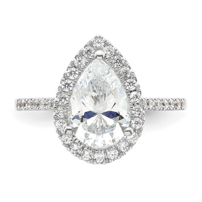 14k White Gold Halo (Holds 2 carat (10x7mm) Pear Center) 1/3 carat Diamond Semi-mount Engagement Ring