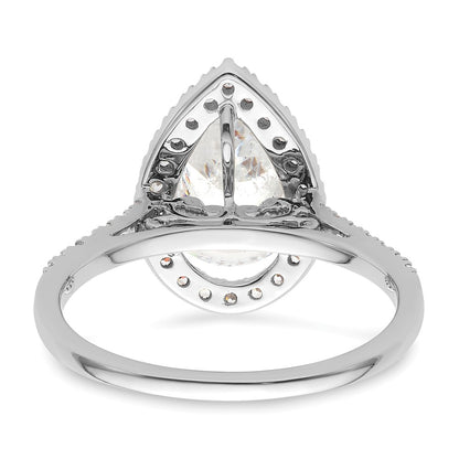 14k White Gold Halo (Holds 2 carat (10x7mm) Pear Center) 1/3 carat Diamond Semi-mount Engagement Ring