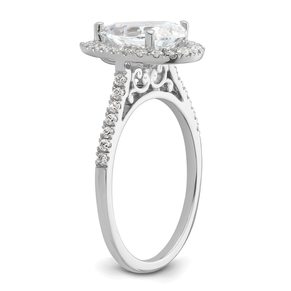 14k White Gold Halo (Holds 2 carat (10x7mm) Pear Center) 1/3 carat Diamond Semi-mount Engagement Ring