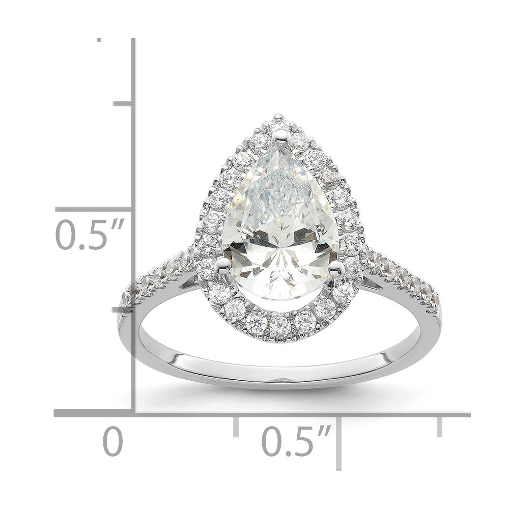 14k White Gold Halo (Holds 2 carat (10x7mm) Pear Center) 1/3 carat Diamond Semi-mount Engagement Ring