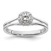 14k White Gold Halo (Holds 1/4 carat (4mm) Round Center) 1/20 carat Diamond Semi-mount Split Shank Engagement Ring