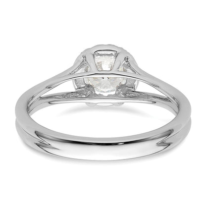 14k White Gold Halo (Holds 1/2 carat (5.2mm) Round Center) 1/10 carat Diamond Semi-mount Split Shank Engagement Ring