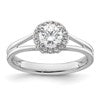 14k White Gold Halo (Holds 1/2 carat (5.2mm) Round Center) 1/10 carat Diamond Semi-mount Split Shank Engagement Ring