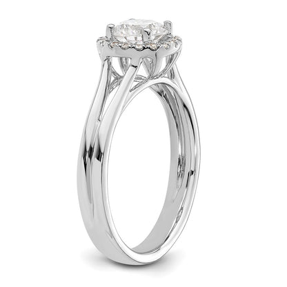 14k White Gold Halo (Holds 3/4 carat (5.7mm) Round Center) 1/10 carat Diamond Semi-mount Split Shank Engagement Ring