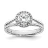 14k White Gold Halo (Holds 3/4 carat (5.7mm) Round Center) 1/10 carat Diamond Semi-mount Split Shank Engagement Ring