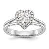 14k White Gold Halo (Holds 1 carat (6.6mm) Heart Center) 1/8 carat Diamond Semi-mount Split Shank Engagement Ring